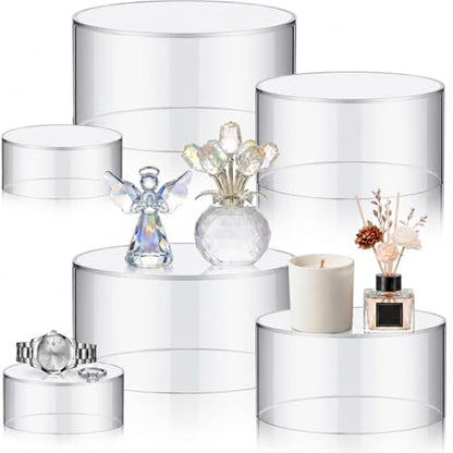 Jerify 6 Pcs Acrylic Riser Display Stands 5.91" 5.12" 3.54", Clear Round - color: clear, style: Round