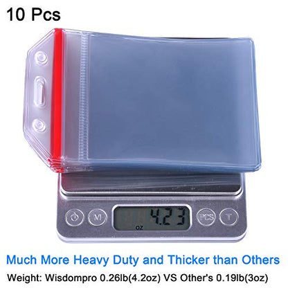Wisdompro 10 Pack Vertical Thick Clear ID Badge Holder with Ziplock, Red - color: Red Zip, size: 10 Pack Vertical