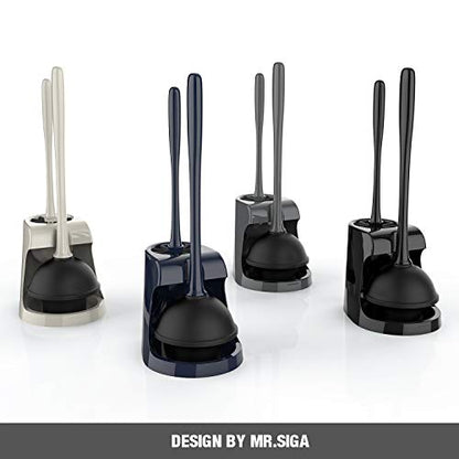 MR.SIGA Toilet Plunger and Brush Combo for Toilet Cleaning, Black, 2 Set (Pack of 6) - color: Black, size: 6.3 x 8.2 x 18.1 inch (Pack of 6)