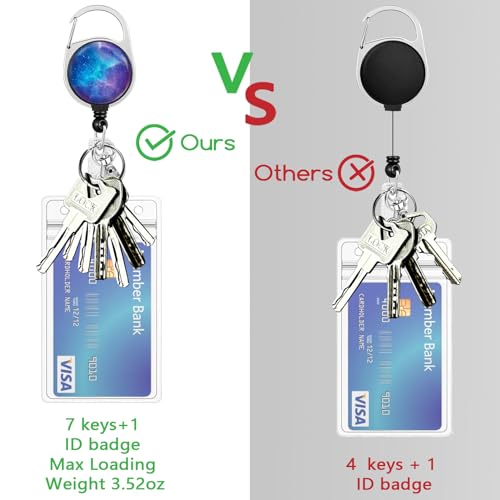 Piefly Lanyards for Id Badges, Teacher Card Holder Retractable Reel Gaxlxy - color: Nebula Starry Sky