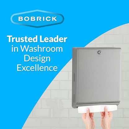 Bobrick B-262 Surface Mounted Paper Towel Dispenser - Stainless Steel Commercial Bathroom Towel Dispenser with Tumbler Lock 400 C-Fold or 525 Multifold Capacity, (Pack of 6) - size: 14" (Pack of 6), style: Tumbler Lock