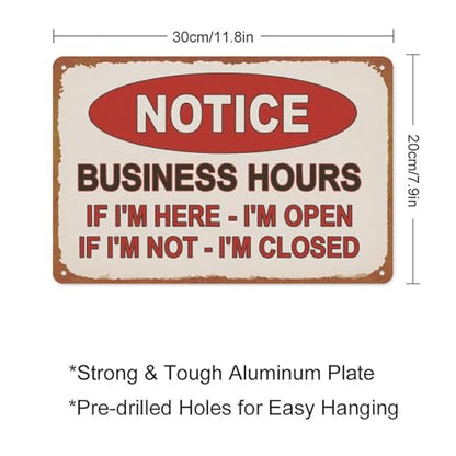 Notice Business Hours Open And Closed Sign Aluminum Metal Sign Posters 8x12 Inch For Living Room Bedroom Bathroom Decoration