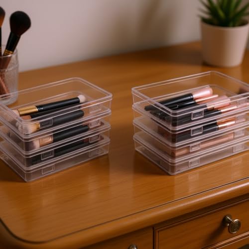 Goodma 8 Pieces Rectangular Empty Mini Clear Plastic Organizer Box - size: 195 x 113 x 30 mm