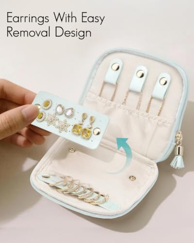 VLANDO 2-Layer Jewelry Travel Case for Necklaces,Rings,Earrings - color: Mint Green
