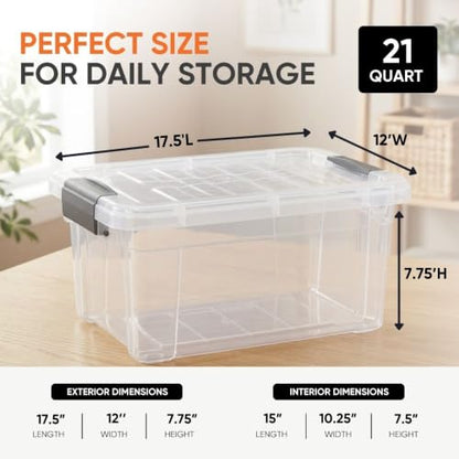 Superio 21 Quart Clear Plastic Storage Boxes with Lids, Stackable Organizer Containers, BPA-Free Storage Bins for Home, Office, School & Dorm, 2 Pack - size: 21 Quart