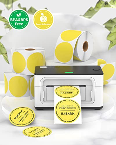 MUNBYN 2 Inch Circle Yellow Thermal Labels for Business, 750 Sheets/1 Roll - color: Yellow, size: 2inch