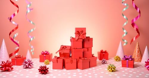 Gift Box with Lid & Ribbon for present, 12pcs, Red, 6"×6"×6" - color: Red, size: 6 x 6 x 6 Inch