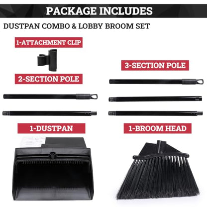 KLEEN HANDLER 48.5" Broom with Dustpan Combo Set with Long Handle, 1 Pack