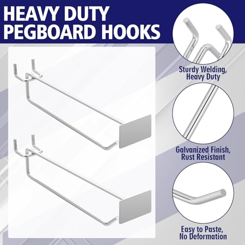 Zonon 50 Pack 8 Inch Metal Scan Hooks with Label Holder for 1/4" Pegboard - size: 8 Inch