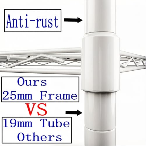 Standing Shelving Units on Casters, 36"W x 14"D x 20"H Metal Storage Rack - color: White, size: 2-Tiers