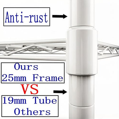 Standing Shelving Units on Casters, 36"W x 14"D x 20"H Metal Storage Rack - color: White, size: 2-Tiers