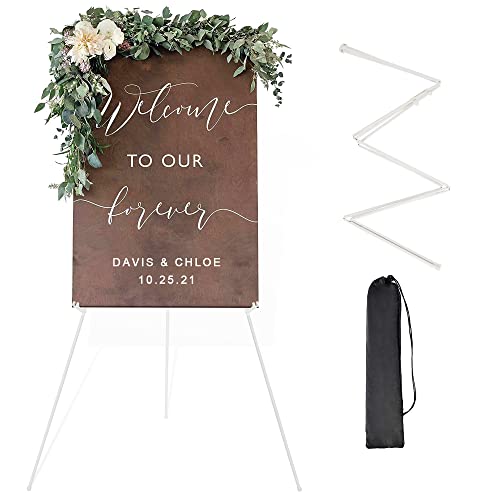 DANMO Easel Stand for Wedding Sign Poster 63'' Instant Display Floor Adjustable Metal Art Easel White - style: White