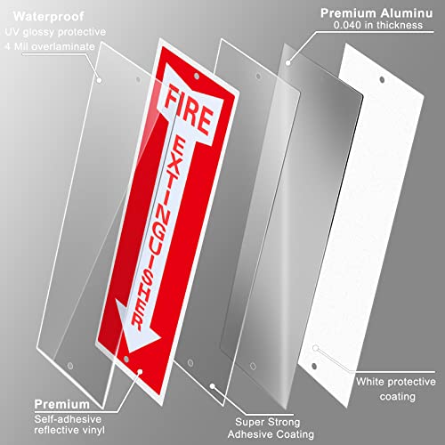 Tondiamo 4 Pack Fire Extinguisher Signs 4 x 12 Inch, Aluminum - size: 4 x 12 Inch