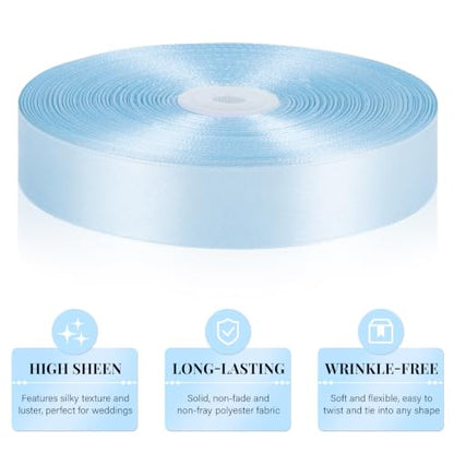 Light Blue Satin Ribbon 1 Inch x 100 Yards - color: Light Blue