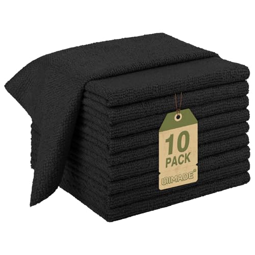 UNIMADE Microfiber Cleaning Cloth, 10 Pack Reusable Microfiber Towels - color: Black, size: 10PK