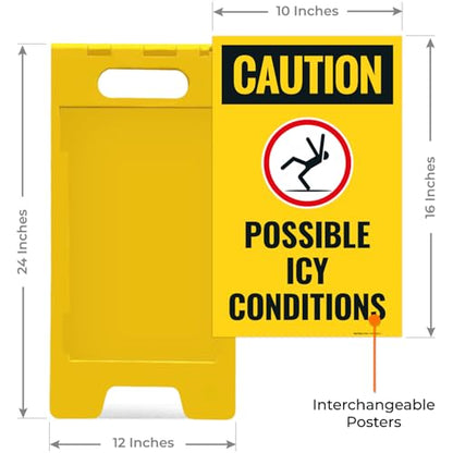 Caution Possible Ice Conditions Sign Kit, - size: 10x16 Inches, style: A-frame + 2 Panel Kit