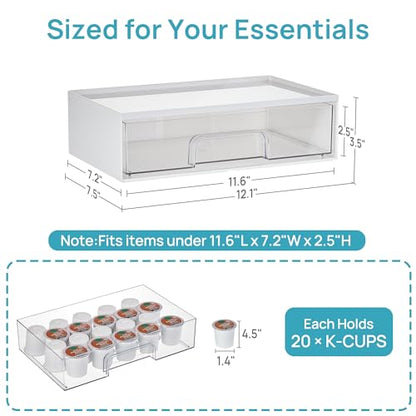 Vtopmart White Stackable Storage Drawers, 2 Pack Wide Organizers - style: Wide-2pack-White
