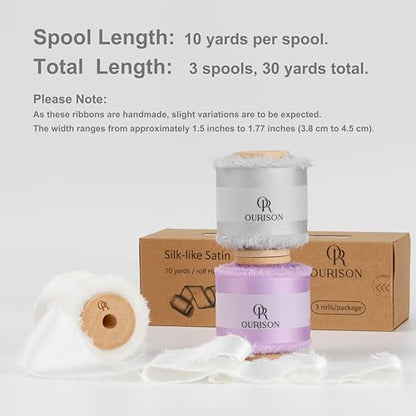 Silk Satin Ribbon 1-1/2 Inch x 30 Yards Ivory & Light Purple & Gray - color: Ivory& Light Purple& Gray