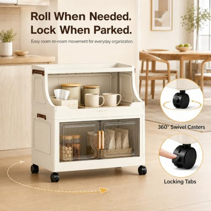 2 Tier Stackable Storage Bins with Lids & Wheels - color: Clear, size: 2 Tier