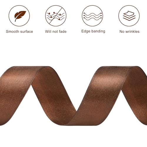 Brown Satin Ribbon, 1 Inch, 50 Yards - color: brown