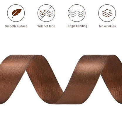 Brown Satin Ribbon, 1 Inch, 50 Yards - color: brown