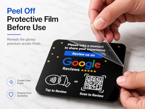 NFC Tap Google Review Acrylic Plate, Black, Large 4.7", 1-PLATE - color: Black, size: 4.72" - 1 PLATE