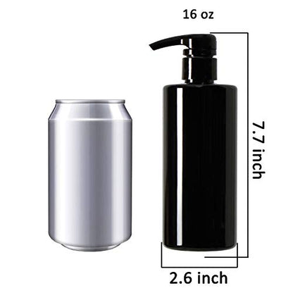 Youngever 5 Pack Black Plastic Pump Bottles 16 Ounce, Empty Pump Bottles for Shampoo, Pump Bottles Bottles for Cleaning Solutions