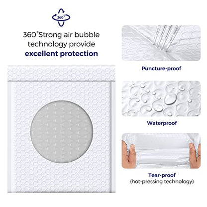 Fuxury White Bubble Mailers 8.5x12" Padded Envelopes 100 Pack Bulk - color: White, size: 8.5x12" 100PC