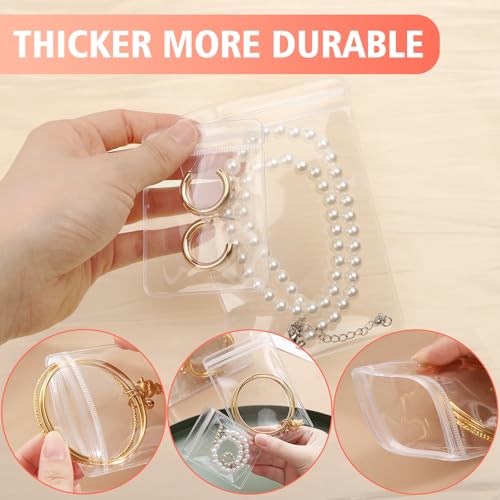 17Dec 100 Zippered Plastic Jewelry Bags,Small(2.36"x3.15"),Thicker PVC Anti-Tarnish Jewelry Bags Clear Plastic for Gold,Silver,Collectibles,Jewelry Packaging for Business,Travel,Organizing