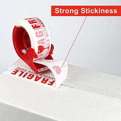 JIALAI HOME Fragile Tape Handle with Care Packing Tape 6 Rolls, Heavy Duty Shipping Box Sealing Tape with Dispenser, 2 Inch x 330 Feet (110 Yards) for Shipping and Moving Boxes