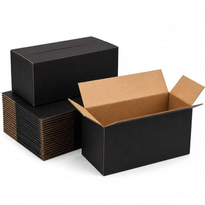 8x6x6 Black Shipping Boxes, Pack of 35 - size: 8"x6"x6"