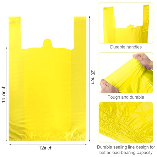Dunzoom 300 Pcs 300 Pcs T Shirt Bags Bulk Plastic Bags with Handles, Yellow - color: Yellow