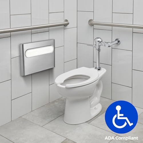 Stardrix Slim Brushed Stainless Steel Toilet Seat Cover Dispenser – Designer Wall-Mount Holder with Curved Edges and Large Capacity for Single or 1/2 Fold Covers, Aesthetic and Modern Look - color: Brushed