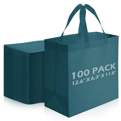 Reginary 100 PCS Non Woven Tote Bags Bulk,Dark Green - color: Dark Green