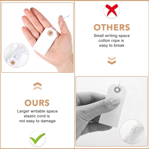 Prudiut 100 Pack Gift Tags with String 2.75'' x1.37'' White Price Tags
