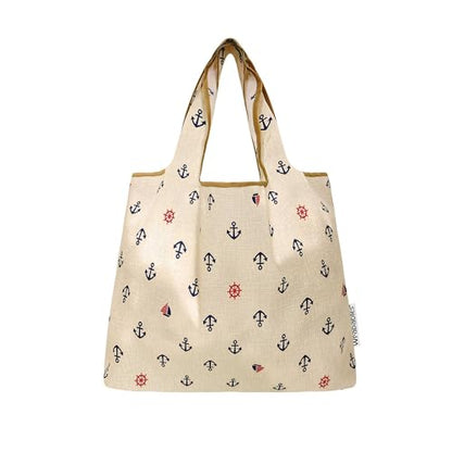 allydrew Medium Foldable Tote Nylon Reusable Grocery Bag (Set of 2) - color: Anchors Away