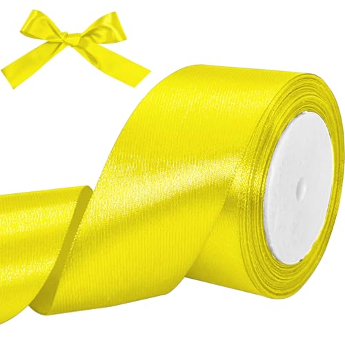 Luomorgo 2 Inch Satin Ribbon, 25 Yards, Yellow - color: Yellow, size: 2 inch x 25 yards