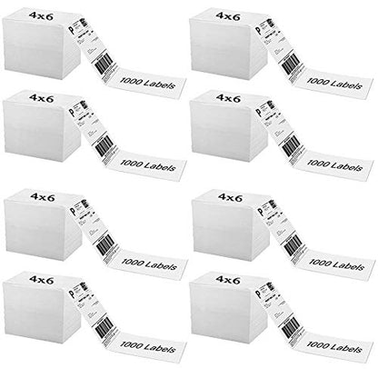 OausTect 4x6 Shipping Label 8000 Fanfold Labels for Rollo, Zebra Direct Thermal Printer, with Perforations - 8 Stack (8 Stack/8000 Labels) - size: 8000 Labels
