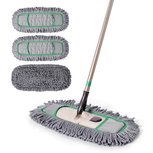 Eyliden Pro Dust Mop for Floor Cleaning, 3 Reusable Microfiber Thicker Pads