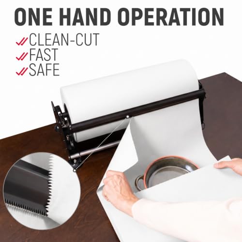 18" Paper Dispenser with Cutter + White Kraft Paper Roll - color: White, size: 1 Roll + Dispenser
