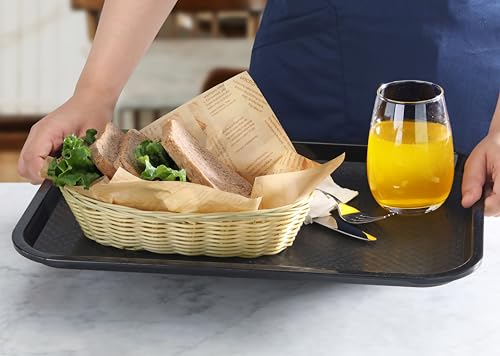 New Star Foodservice 44218 Commercial-Grade Plastic Food Serving Baskets, 9 x 4.25 x 2 Inch Oblong Hand Woven Polypropylene Baskets with Steel Support Frame, Natural, Set of 12 - color: Natural (Oblong), size: 9" x 4.25" x 2"