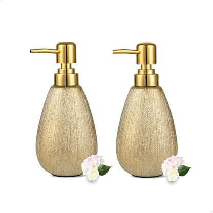 3D Textured Brushed Gold Ceramic Soap Dispenser 2 Pack, Shiny - color: Brushed Gold 2 Pack