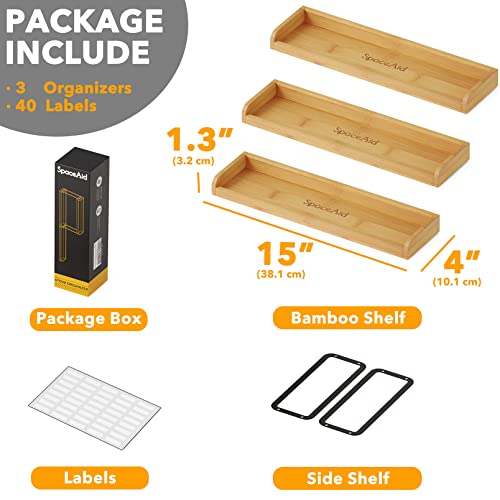 SpaceAid 30" Wide Kitchen Shelf Organizer for Stove, Magnetic Bamboo Spices Shelf for Home Stove Kitchen Storage Organization (Fit for Flat Top Only, 2-Tier) - size: 30" Wide, Natural, 2-Tier