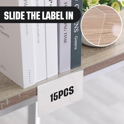 Containlol 15 Pcs Moveable Shelf Label Holder for Library, 5.1 x 3.2 Inch - size: 5.1 x 3.2 Inch