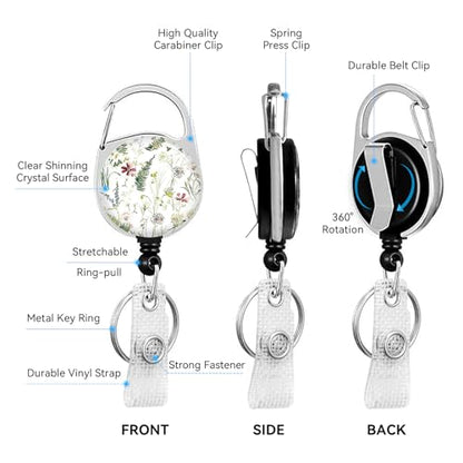 2 Pack Flowers ID Badge Holder with Clip Badge Reels - color: 2 Pack-flowers 10