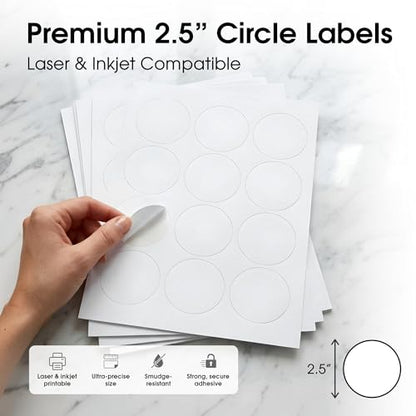 2.5" Circle Labels for Laser & Inkjet, Spartan Industrial Template C005 - size: 2.5" Circle