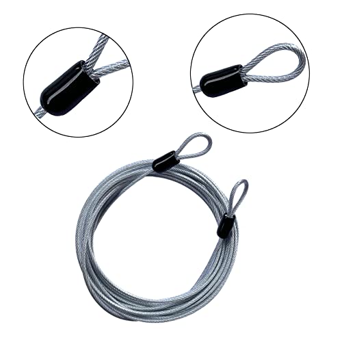 GOMRQING 15FT 3mm Outdoor Travel Long Security Cable Lock,Braided Steel Coated Safety Cable Luggage Lock,Safety Cable Wire Rope Double Loop Lightweight (1 Pack) - size: 15FT-1 Pack
