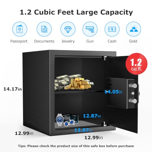 Bonsaii Security Safe Box With Keypad Lock 1.2 Cu.Ft for Cash Jewelry Home - size: 1.2 cu.ft.