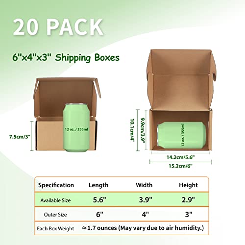6x4x3 Cardboard Shipping Boxes Set of 20, Brown - size: 6" x 4" x 3"