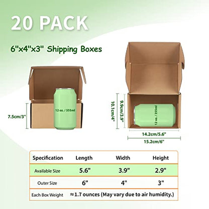6x4x3 Cardboard Shipping Boxes Set of 20, Brown - size: 6" x 4" x 3"